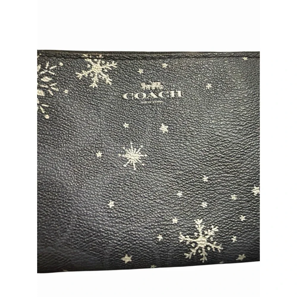 Coach Snowflake Pattern Wristlet Clutch Wallet Signature‎ Canvas